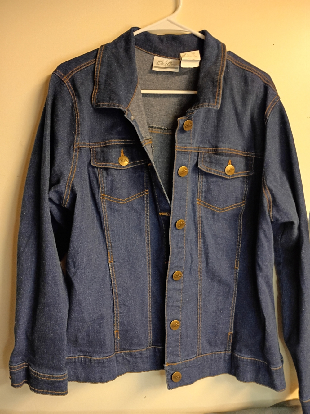 Women's Dark Blue Denim Jacket with Button Front